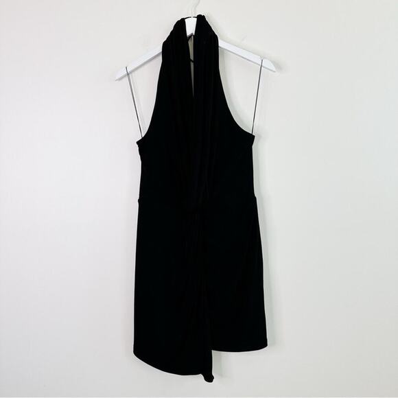 Significant Other Black Loco Halter Dress Low Back Deep V Size 8 - Picture 4 of 9
